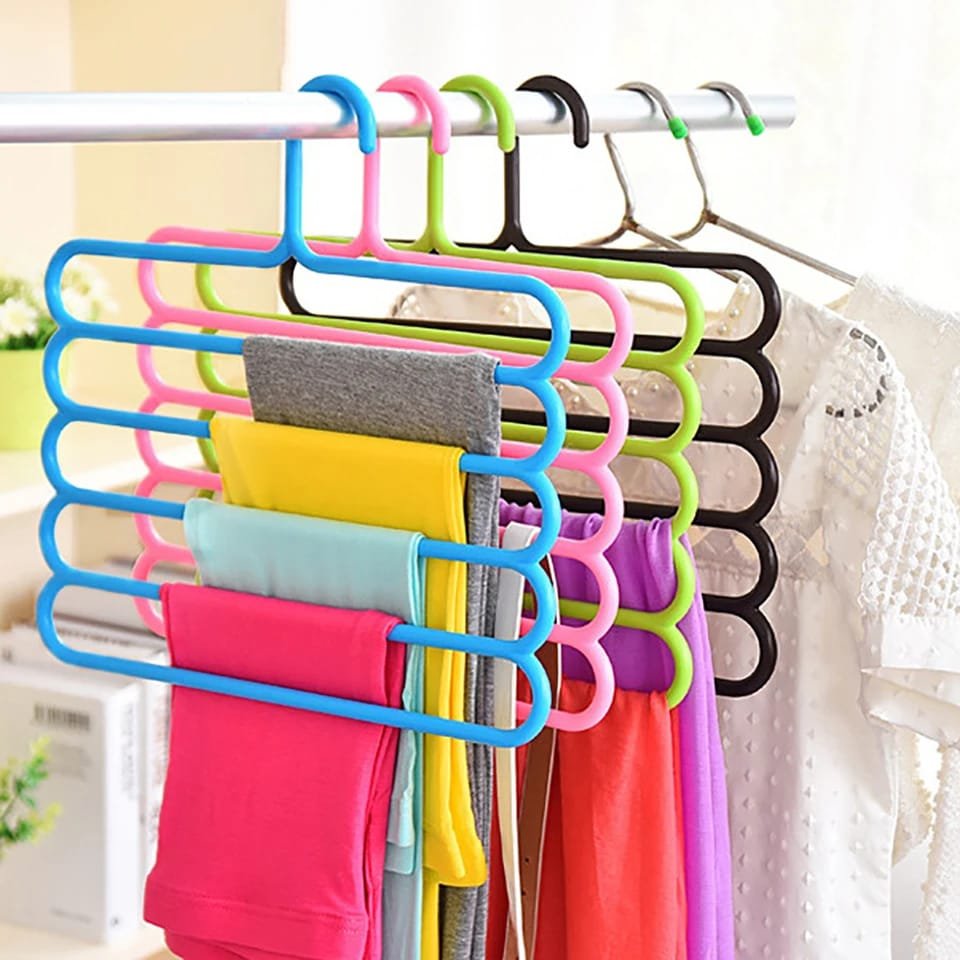 6 Pcs 5 Layers Pants Clothes Trousers Scarfs Hangers