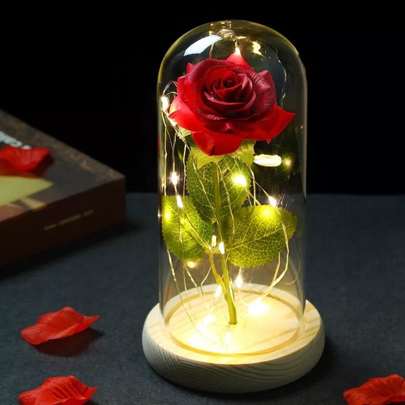 Rose LED Light Foil Flower Glass Cover